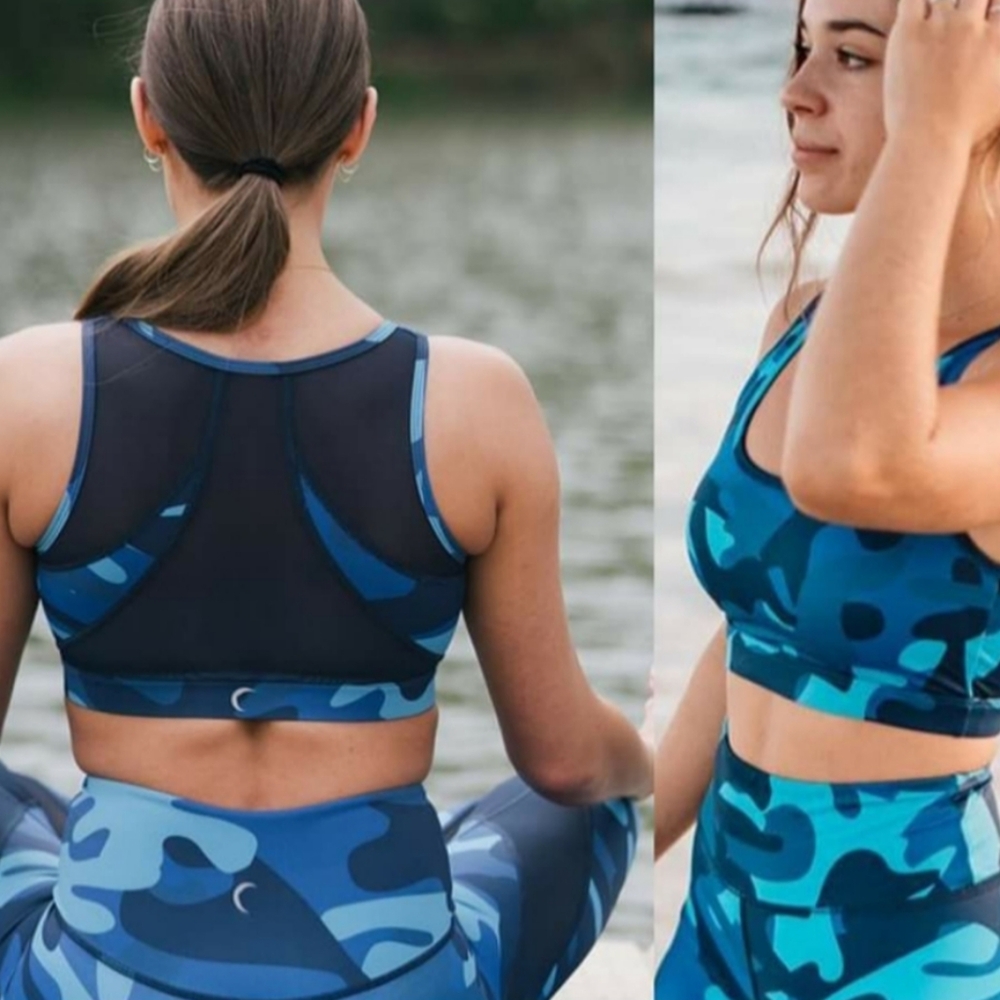Zyia Active Blue Light n Tight Camo Mesh Bra